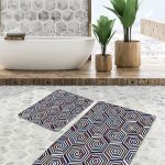 2'li Set Sarı Zeminde Türkmen Motifli Geleneksel Desenli Avangarde Etnik Motifler  2'li Banyo & Mutfak Paspas Takımı Realhomes