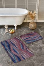 - Realhomes - Realhomes  2'li Set Kanvas Zeminde Geometrik Motifli Modern Sanat Desenli Sade & Şık Modern  2'li Banyo & Mutfak Paspas Takımı Realhomes