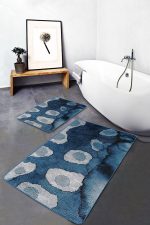 - PaspasTakimi-2li-Set551-Gorsel-4 - Realhomes  2'li Set Mavi Zeminde Sulu Boya Motifli Modern Sanat Desenli Sade & Şık Modern  2'li Banyo & Mutfak Paspas Takımı Realhomes