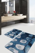 - PaspasTakimi-2li-Set551-Gorsel-5 - Realhomes  2'li Set Mavi Zeminde Sulu Boya Motifli Modern Sanat Desenli Sade & Şık Modern  2'li Banyo & Mutfak Paspas Takımı Realhomes