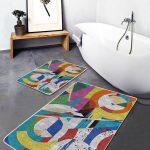 2'li Set Gri - Sarı Zeminde Klasik Motifli Geometrik Desenli Geometrik Klasik  2'li Banyo & Mutfak Paspas Takımı Realhomes