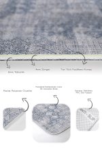 2'li Set Gri Zeminde Örgü Motifli Eskitme Desenli Eskitme Motifli Sade & Şık  2'li Banyo & Mutfak Paspas Takımı Realhomes