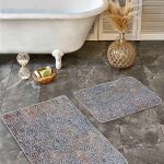 2'li Set Krem Zeminde Etnik Motifli Geometrik Desenli Geometrik Eskitme Motifli  2'li Banyo & Mutfak Paspas Takımı Realhomes