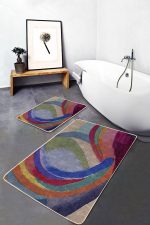 - PaspasTakimi-2li-Set556-Gorsel-1 - Realhomes 2'li Set Bej Zeminde Sulu Boya Motifli Modern Sanat Desenli Sade & Şık Modern Salon & Oturma Odası 2'li Banyo & Mutfak Paspas Takımı Realhomes