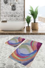 - PaspasTakimi-2li-Set556-Gorsel - Realhomes 2'li Set Bej Zeminde Sulu Boya Motifli Modern Sanat Desenli Sade & Şık Modern Salon & Oturma Odası 2'li Banyo & Mutfak Paspas Takımı Realhomes