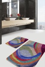 - PaspasTakimi-2li-Set556-Gorsel-2 - Realhomes 2'li Set Bej Zeminde Sulu Boya Motifli Modern Sanat Desenli Sade & Şık Modern Salon & Oturma Odası 2'li Banyo & Mutfak Paspas Takımı Realhomes