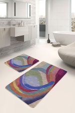 - PaspasTakimi-2li-Set556-Gorsel-5 - Realhomes 2'li Set Bej Zeminde Sulu Boya Motifli Modern Sanat Desenli Sade & Şık Modern Salon & Oturma Odası 2'li Banyo & Mutfak Paspas Takımı Realhomes