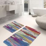 2'li Set Kahverengi Zeminde Çerçeveli Motifli Eskitme Desenli Sade & Şık Klasik  2'li Banyo & Mutfak Paspas Takımı Realhomes