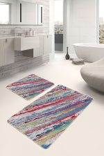 - PaspasTakimi-2li-Set558-Gorsel-5 - Realhomes  2'li Set Gri Zeminde Yağlı Boya Motifli Modern Sanat Desenli Sade & Şık Modern  2'li Banyo & Mutfak Paspas Takımı Realhomes