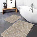 2'li Set Çok Renkli - Krem Zeminde Çerçeveli Motifli Örgü Desenli Sade & Şık Klasik  2'li Banyo & Mutfak Paspas Takımı Realhomes