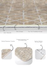 2'li Set Krem Zeminde Geometrik Motifli Eskitme Desenli Geometrik Sade & Şık  2'li Banyo & Mutfak Paspas Takımı Realhomes