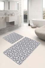 - PaspasTakimi-2li-Set560-Gorsel-5 - Realhomes  2'li Set Gri Zeminde Siyah Geometrik Motifli Klasik Desenli Sade & Şık Geometrik  2'li Banyo & Mutfak Paspas Takımı Realhomes