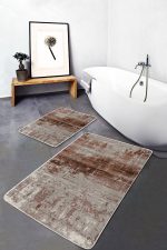 - PaspasTakimi-2li-Set563-Gorsel-1 - Realhomes  2'li Set Krem - Kahverengi Zeminde Eskitme Motifli Antik Desenli Eskitme Motifli Vintage  2'li Banyo & Mutfak Paspas Takımı Realhomes