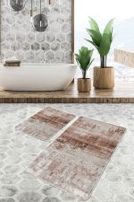 - PaspasTakimi-2li-Set563-Gorsel - Realhomes  2'li Set Krem - Kahverengi Zeminde Eskitme Motifli Antik Desenli Eskitme Motifli Vintage  2'li Banyo & Mutfak Paspas Takımı Realhomes