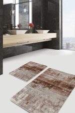 - PaspasTakimi-2li-Set563-Gorsel-2 - Realhomes  2'li Set Krem - Kahverengi Zeminde Eskitme Motifli Antik Desenli Eskitme Motifli Vintage  2'li Banyo & Mutfak Paspas Takımı Realhomes