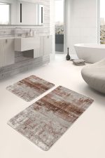 - PaspasTakimi-2li-Set563-Gorsel-5 - Realhomes  2'li Set Krem - Kahverengi Zeminde Eskitme Motifli Antik Desenli Eskitme Motifli Vintage  2'li Banyo & Mutfak Paspas Takımı Realhomes