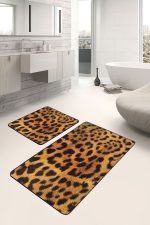 - PaspasTakimi-2li-Set564-Gorsel - Realhomes 2'li Set Kahverengi Zeminde Leopar Motifli Post Desenli Sade & Şık Klasik 2'li Banyo & Mutfak Paspas Takımı Realhomes