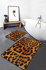 - PaspasTakimi-2li-Set564-Gorsel-2 - Realhomes 2'li Set Kahverengi Zeminde Leopar Motifli Post Desenli Sade & Şık Klasik 2'li Banyo & Mutfak Paspas Takımı Realhomes