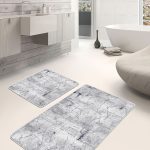 2'li Set Siyah Zeminde Eskitme Motifli Geleneksel Desenli Geometrik Eskitme Motifli  2'li Banyo & Mutfak Paspas Takımı Realhomes