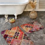 2'li Set Eskitme Zeminde Etnik Motifli Eskitme Desenli Eskitme Motifli Etnik Motifler  2'li Banyo & Mutfak Paspas Takımı Realhomes