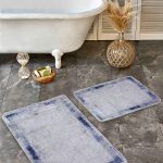 2'li Set Gri Zeminde Sulu Boya Motifli Geometrik Desenli Geometrik Sade & Şık  2'li Banyo & Mutfak Paspas Takımı Realhomes