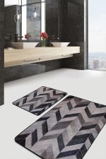 - PaspasTakimi-2li-Set570-Gorsel-1 - Realhomes  2'li Set Krem - Kahverengi Zeminde Patchwork Motifli Kürk Desenli Sade & Şık Klasik  2'li Banyo & Mutfak Paspas Takımı Realhomes