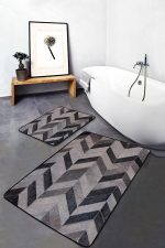 - PaspasTakimi-2li-Set570-Gorsel - Realhomes  2'li Set Krem - Kahverengi Zeminde Patchwork Motifli Kürk Desenli Sade & Şık Klasik  2'li Banyo & Mutfak Paspas Takımı Realhomes