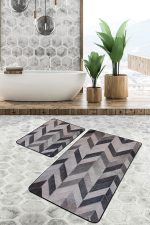 - PaspasTakimi-2li-Set570-Gorsel-5 - Realhomes  2'li Set Krem - Kahverengi Zeminde Patchwork Motifli Kürk Desenli Sade & Şık Klasik  2'li Banyo & Mutfak Paspas Takımı Realhomes