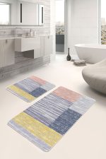 2'li Set Eskitme Zeminde Kilim Motifli Boyama Desenli Klasik Sade & Şık Salon & Oturma Odası  2'li Banyo & Mutfak Paspas Takımı Realhomes