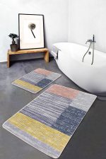 2'li Set Eskitme Zeminde Kilim Motifli Boyama Desenli Klasik Sade & Şık Salon & Oturma Odası  2'li Banyo & Mutfak Paspas Takımı Realhomes