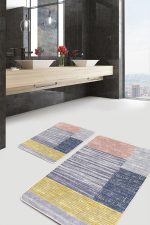 2'li Set Eskitme Zeminde Kilim Motifli Boyama Desenli Klasik Sade & Şık Salon & Oturma Odası  2'li Banyo & Mutfak Paspas Takımı Realhomes