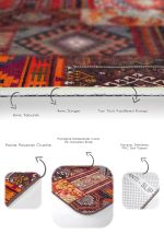 2'li Set Kırmızı Zeminde Patchwork Motifli Geleneksel Desenli Etnik Motifler Klasik  2'li Banyo & Mutfak Paspas Takımı Realhomes