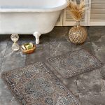 2'li Set Otantik Zeminde Geleneksel Motifli Patchwork Desenli Vintage Etnik Motifler  2'li Banyo & Mutfak Paspas Takımı Realhomes