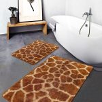 2'li Set Kahverengi Zeminde Altıgen Motifli Geometrik Desenli Geometrik Klasik  2'li Banyo & Mutfak Paspas Takımı Realhomes