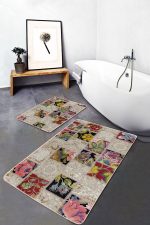 2'li Set Geleneksel Zeminde Patchwork Motifli Etnik Desenli Vintage Avangarde  2'li Banyo & Mutfak Paspas Takımı Realhomes