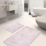 2'li Set Krem - Gri Zeminde El Dokuma Motifli Antika Desenli Vintage Avangarde  2'li Banyo & Mutfak Paspas Takımı Realhomes