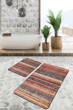 - PaspasTakimi-2li-Set591-Gorsel-2 - Realhomes 2'li Set Etnik Zeminde Hereke Motifli Geleneksel Desenli Etnik Motifler Vintage 2'li Banyo & Mutfak Paspas Takımı Realhomes