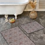 2'li Set Bordo Zeminde Geometrik Motifli Mozaik Desenli Geometrik Sade & Şık  2'li Banyo & Mutfak Paspas Takımı Realhomes