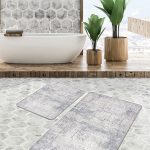 2'li Set Ekru Zeminde Rustik Motifli El Dokuma Desenli Eskitme Motifli Klasik  2'li Banyo & Mutfak Paspas Takımı Realhomes