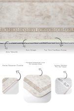 2'li Set Bej Zeminde Çerçeveli Motifli Geleneksel Desenli Geometrik Klasik  2'li Banyo & Mutfak Paspas Takımı Realhomes