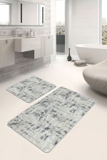 - PaspasTakimi-2li-Set597-Gorsel-5 - Realhomes 2'li Set Gri Zeminde Eskitme Motifli Retro Desenli Eskitme Motifli Floral 2'li Banyo & Mutfak Paspas Takımı Realhomes