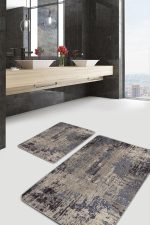 - PaspasTakimi-2li-Set599-Gorsel - Realhomes  2'li Set Kahverengi Zeminde Eskitme Motifli Retro Desenli Eskitme Motifli Vintage  2'li Banyo & Mutfak Paspas Takımı Realhomes