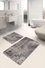 - PaspasTakimi-2li-Set599-Gorsel-2 - Realhomes  2'li Set Kahverengi Zeminde Eskitme Motifli Retro Desenli Eskitme Motifli Vintage  2'li Banyo & Mutfak Paspas Takımı Realhomes