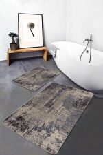 - PaspasTakimi-2li-Set599-Gorsel-5 - Realhomes  2'li Set Kahverengi Zeminde Eskitme Motifli Retro Desenli Eskitme Motifli Vintage  2'li Banyo & Mutfak Paspas Takımı Realhomes