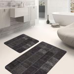 2'li Set Kahverengi Zeminde Yaprak Motifli Eskitme Desenli Floral Sade & Şık  2'li Banyo & Mutfak Paspas Takımı Realhomes