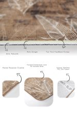 2'li Set Kahverengi Zeminde Retro Motifli Yaprak Desenli Vintage Eskitme Motifli  2'li Banyo & Mutfak Paspas Takımı Realhomes