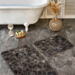 2'li Set Lacivert Zeminde İran Motifli Kilim Desenli Avangarde Vintage  2'li Banyo & Mutfak Paspas Takımı Realhomes