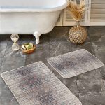 2'li Set Kırmızı Zeminde Hereke Motifli Yöresel Desenli Vintage Avangarde  2'li Banyo & Mutfak Paspas Takımı Realhomes