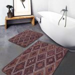 2'li Set Gold - Krem Zeminde Pul Motifli Geometrik Desenli Geometrik Sade & Şık  2'li Banyo & Mutfak Paspas Takımı Realhomes