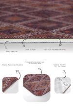 2'li Set Kahverengi Zeminde Kilim Motifli Anadolu Desenli Avangarde Geometrik  2'li Banyo & Mutfak Paspas Takımı Realhomes